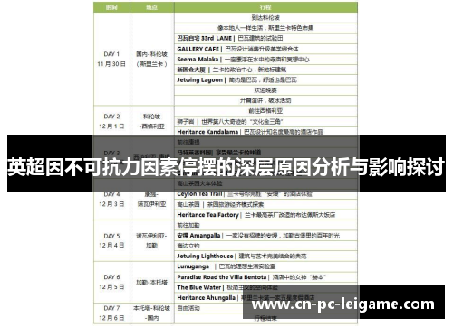 英超因不可抗力因素停摆的深层原因分析与影响探讨